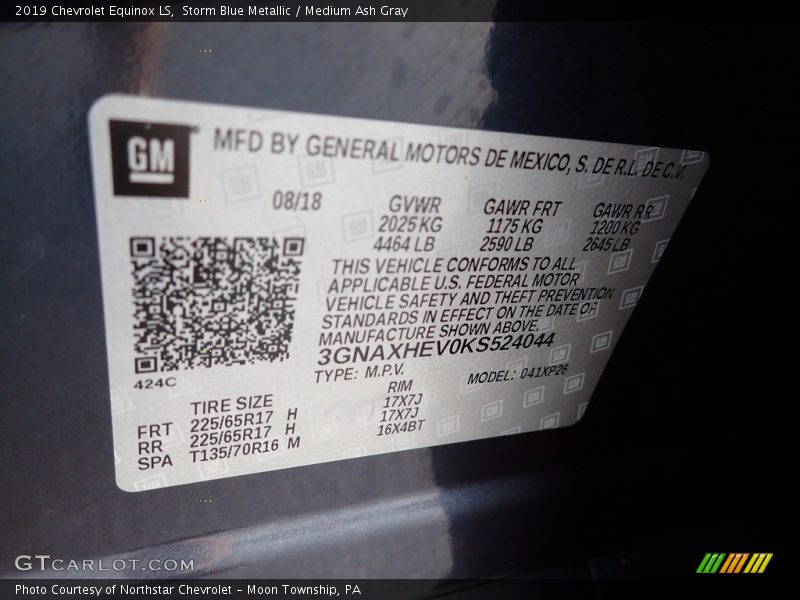 Storm Blue Metallic / Medium Ash Gray 2019 Chevrolet Equinox LS