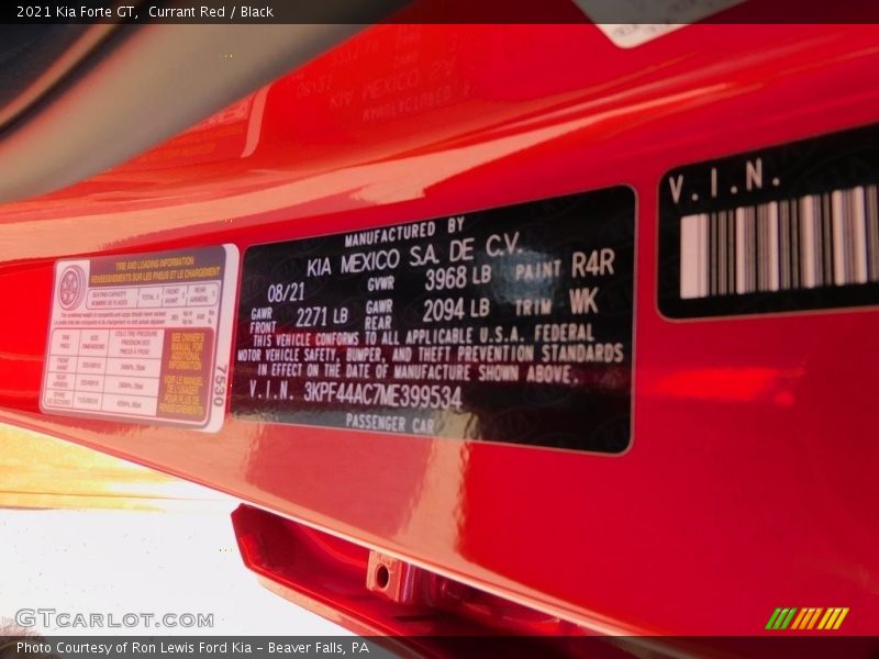 Currant Red / Black 2021 Kia Forte GT