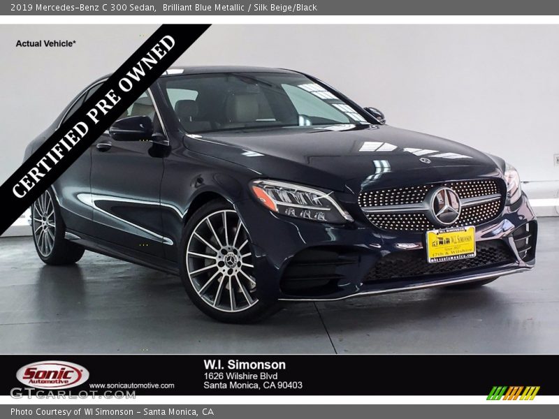 Brilliant Blue Metallic / Silk Beige/Black 2019 Mercedes-Benz C 300 Sedan