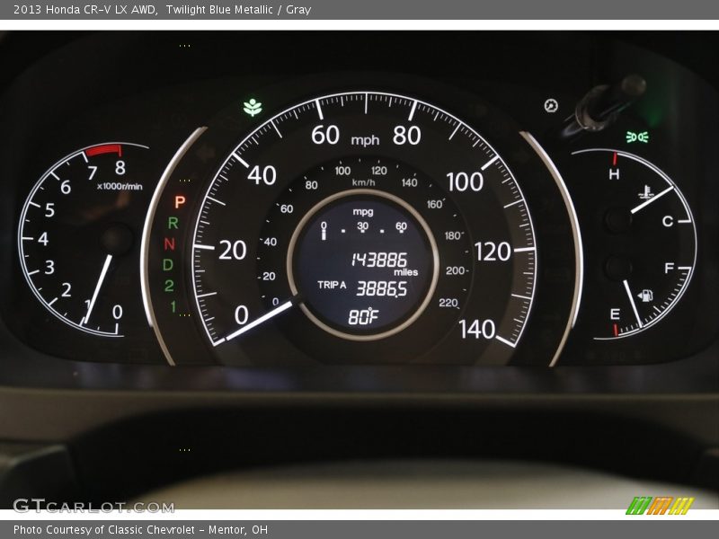 Twilight Blue Metallic / Gray 2013 Honda CR-V LX AWD