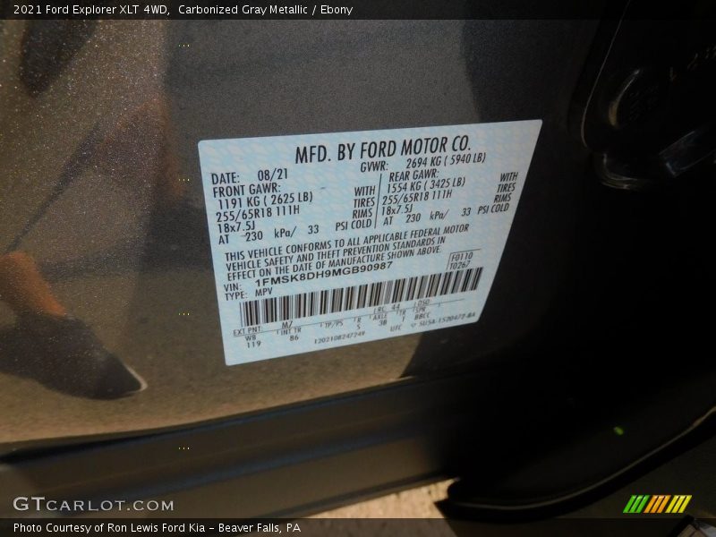 Carbonized Gray Metallic / Ebony 2021 Ford Explorer XLT 4WD