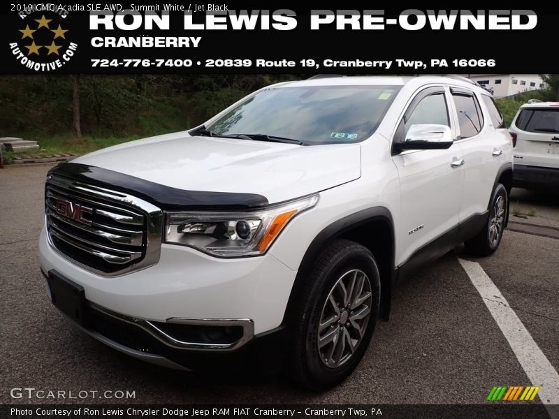 Summit White / Jet Black 2019 GMC Acadia SLE AWD