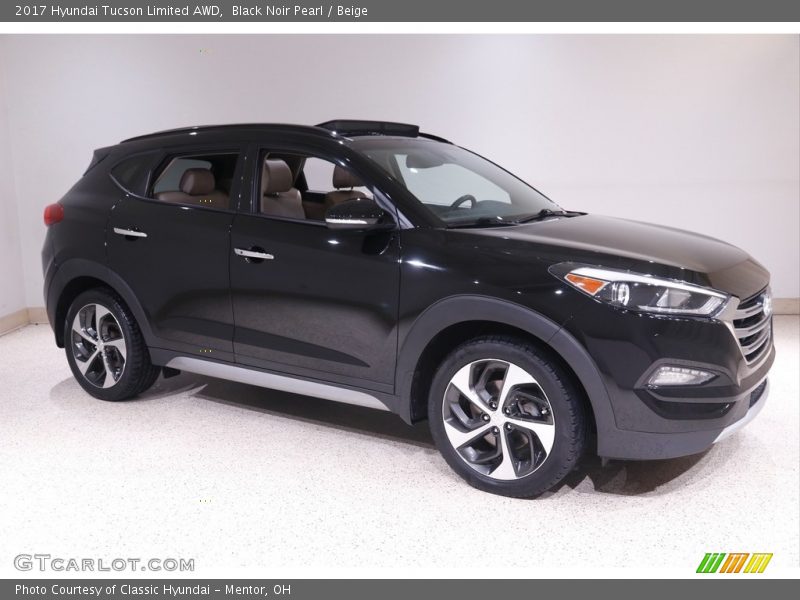 Black Noir Pearl / Beige 2017 Hyundai Tucson Limited AWD