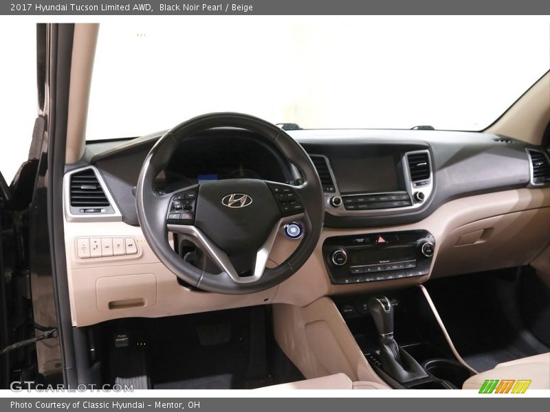 Black Noir Pearl / Beige 2017 Hyundai Tucson Limited AWD