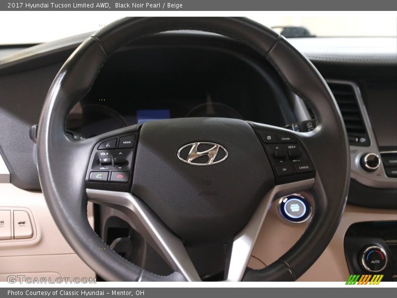 Black Noir Pearl / Beige 2017 Hyundai Tucson Limited AWD