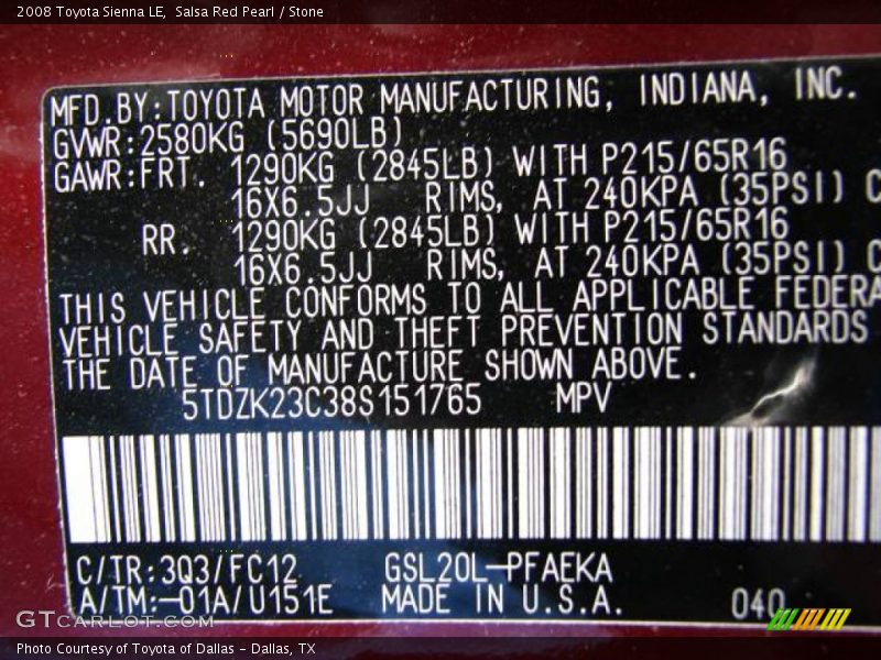 Salsa Red Pearl / Stone 2008 Toyota Sienna LE