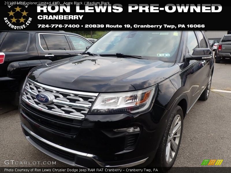 Agate Black / Medium Black 2019 Ford Explorer Limited 4WD