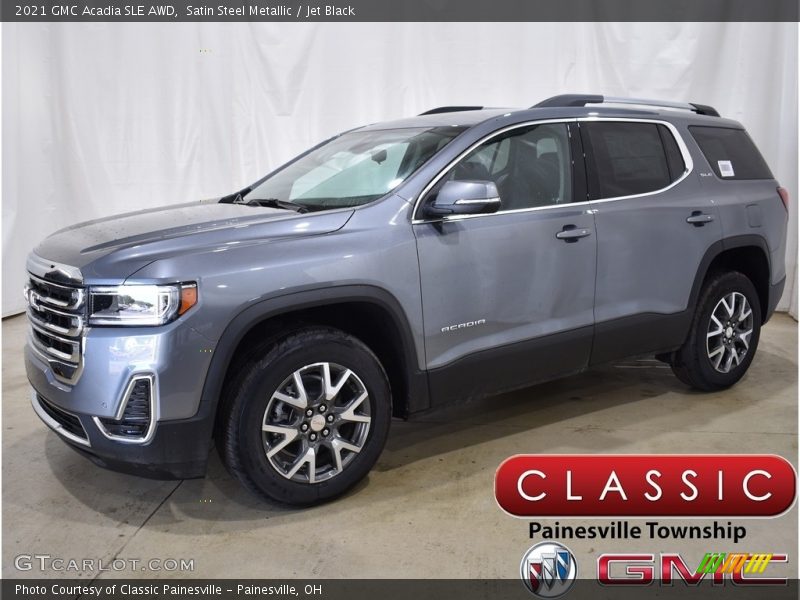 Satin Steel Metallic / Jet Black 2021 GMC Acadia SLE AWD