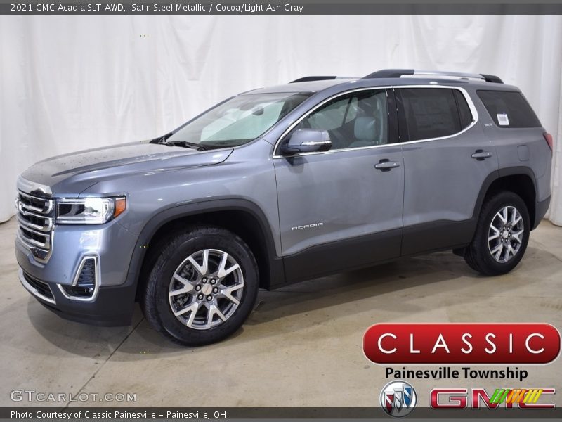 Satin Steel Metallic / Cocoa/Light Ash Gray 2021 GMC Acadia SLT AWD