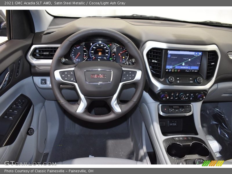 Satin Steel Metallic / Cocoa/Light Ash Gray 2021 GMC Acadia SLT AWD