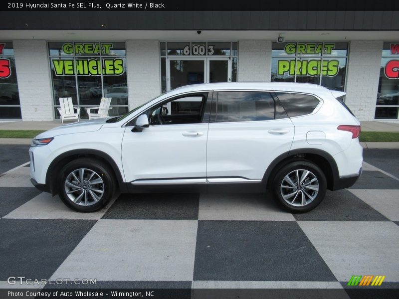 Quartz White / Black 2019 Hyundai Santa Fe SEL Plus