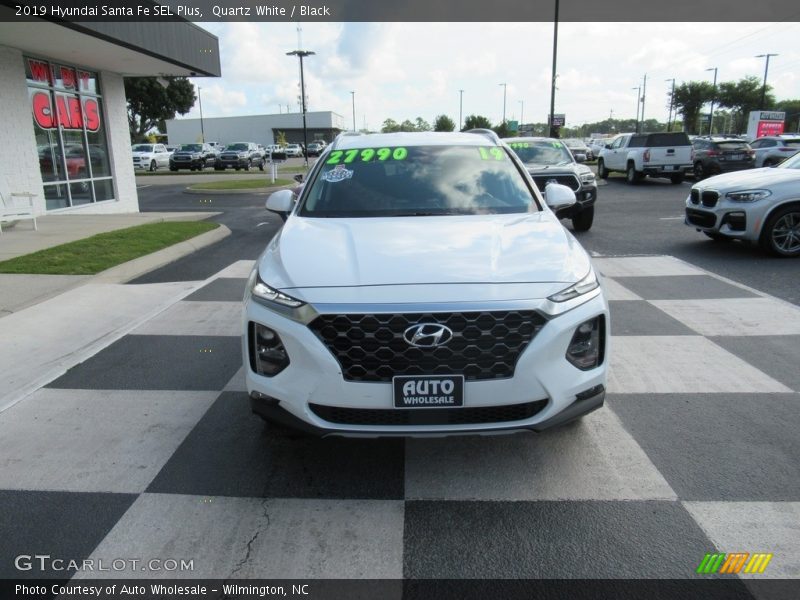 Quartz White / Black 2019 Hyundai Santa Fe SEL Plus