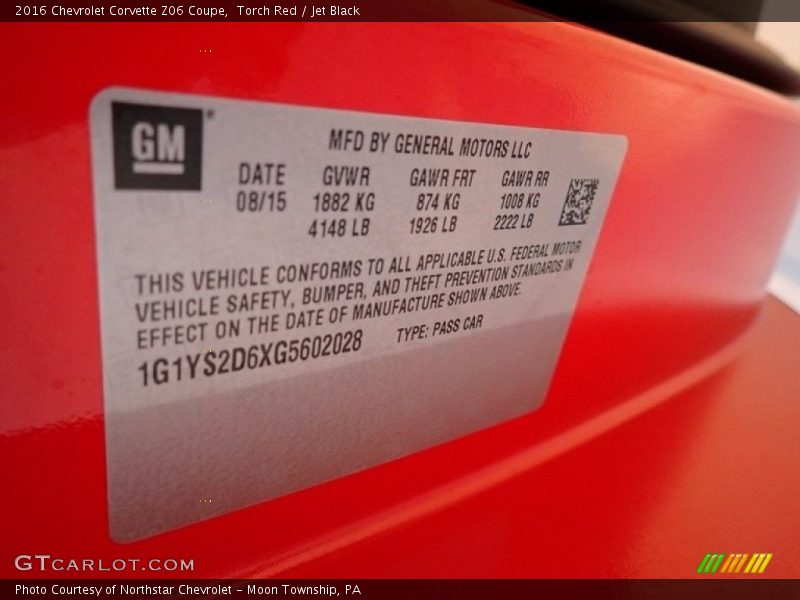 Torch Red / Jet Black 2016 Chevrolet Corvette Z06 Coupe