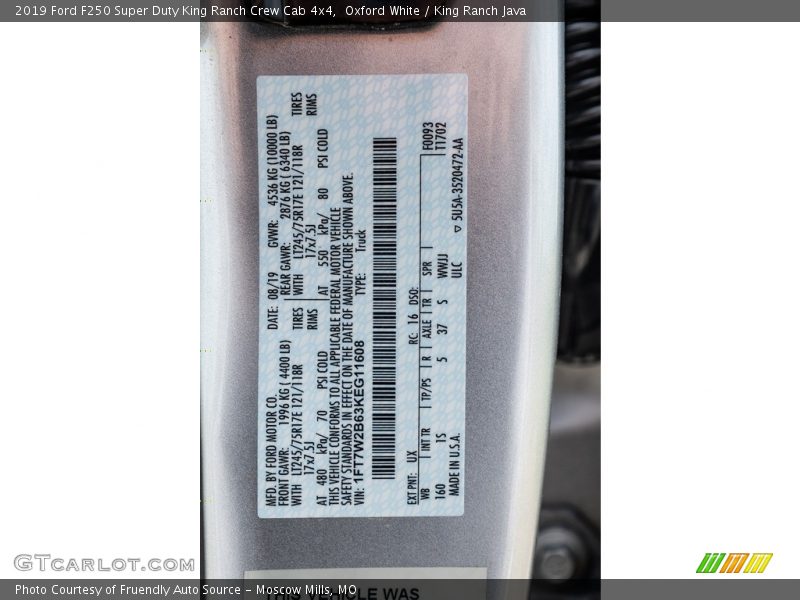 Oxford White / King Ranch Java 2019 Ford F250 Super Duty King Ranch Crew Cab 4x4