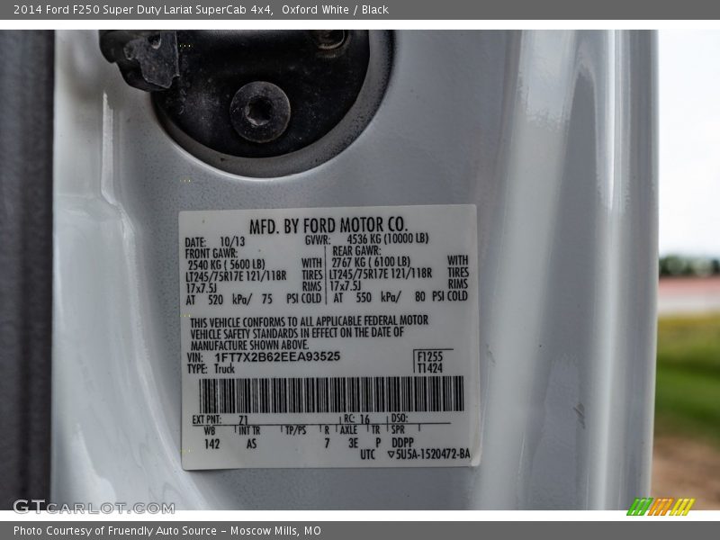 Oxford White / Black 2014 Ford F250 Super Duty Lariat SuperCab 4x4