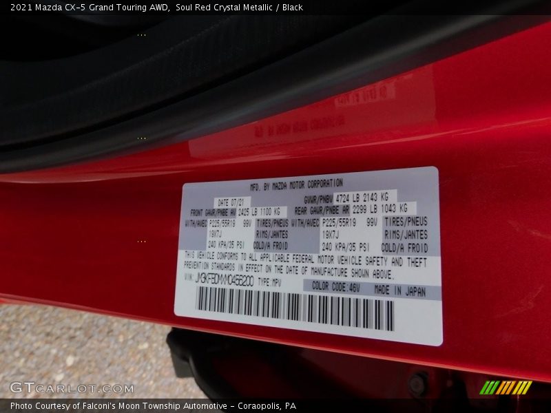 Soul Red Crystal Metallic / Black 2021 Mazda CX-5 Grand Touring AWD