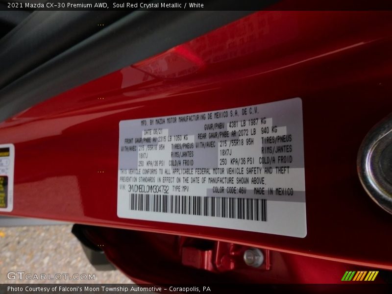 Soul Red Crystal Metallic / White 2021 Mazda CX-30 Premium AWD