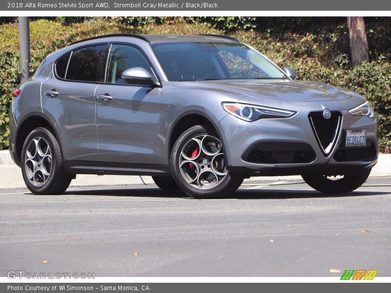 Stromboli Gray Metallic / Black/Black 2018 Alfa Romeo Stelvio Sport AWD