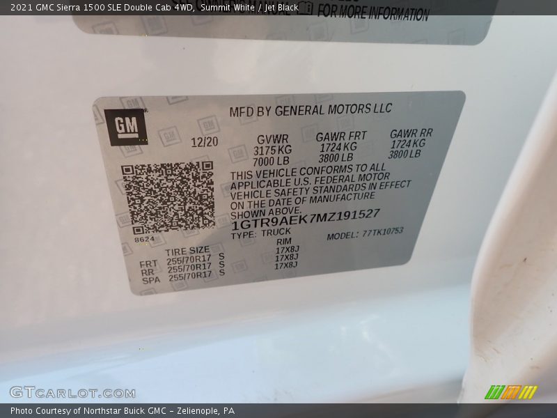 Summit White / Jet Black 2021 GMC Sierra 1500 SLE Double Cab 4WD