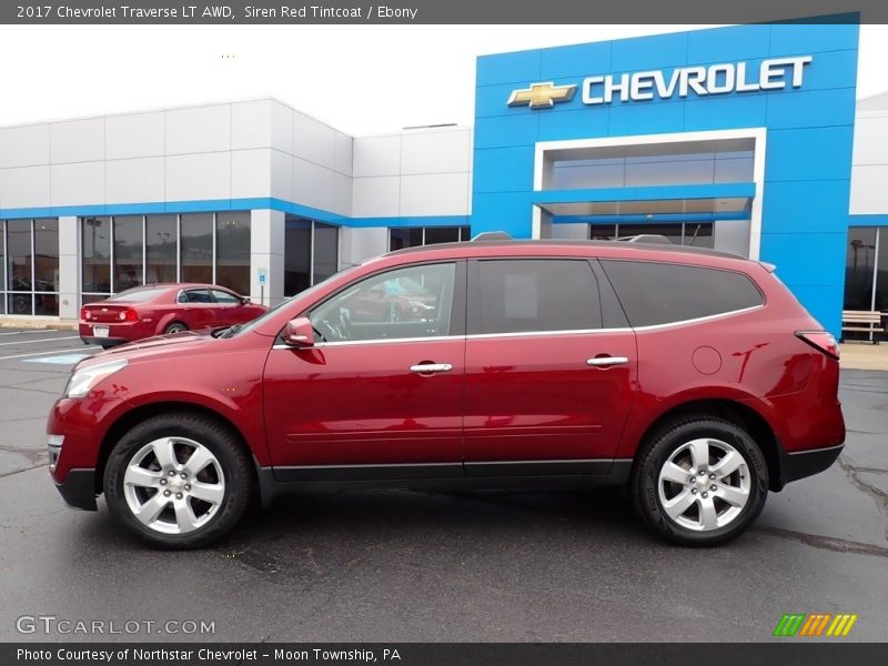 Siren Red Tintcoat / Ebony 2017 Chevrolet Traverse LT AWD