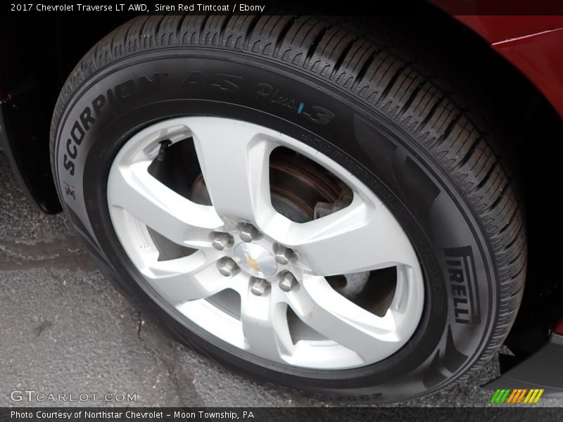 Siren Red Tintcoat / Ebony 2017 Chevrolet Traverse LT AWD
