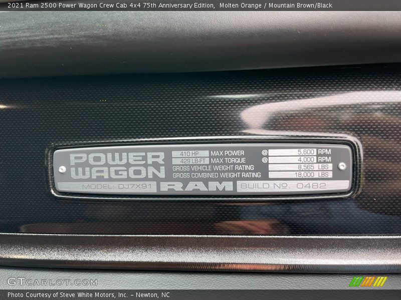Info Tag of 2021 2500 Power Wagon Crew Cab 4x4 75th Anniversary Edition