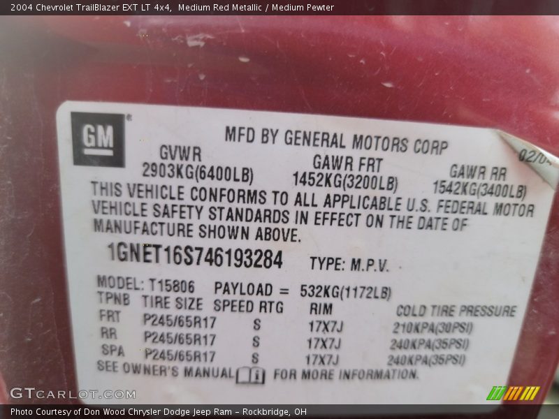 Medium Red Metallic / Medium Pewter 2004 Chevrolet TrailBlazer EXT LT 4x4