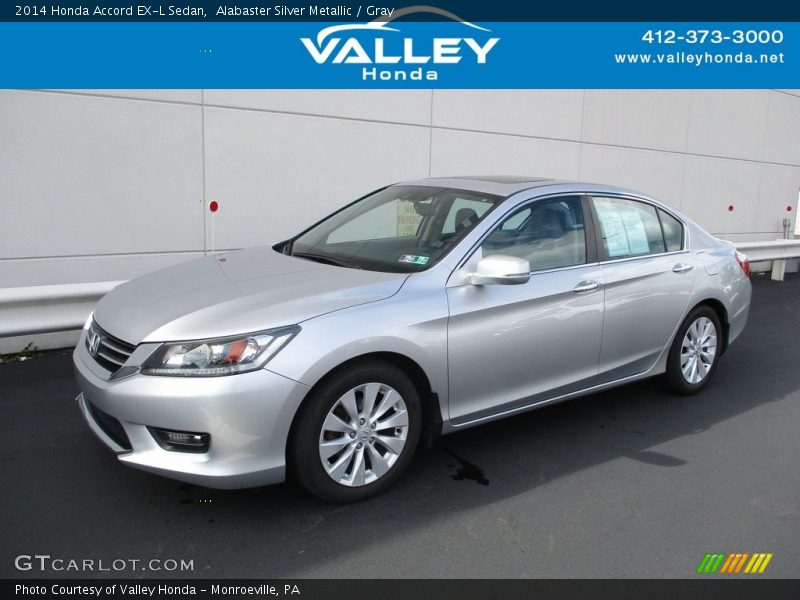 Alabaster Silver Metallic / Gray 2014 Honda Accord EX-L Sedan