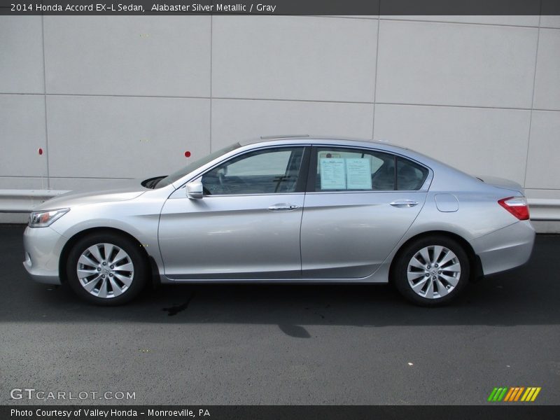 Alabaster Silver Metallic / Gray 2014 Honda Accord EX-L Sedan