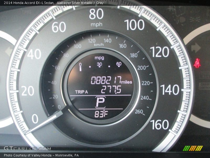 Alabaster Silver Metallic / Gray 2014 Honda Accord EX-L Sedan