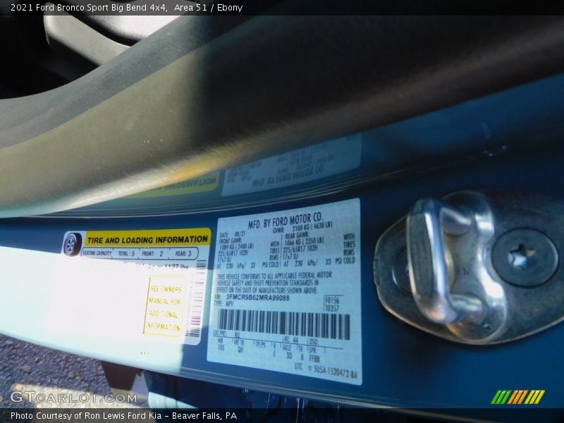 2021 Bronco Sport Big Bend 4x4 Area 51 Color Code KU