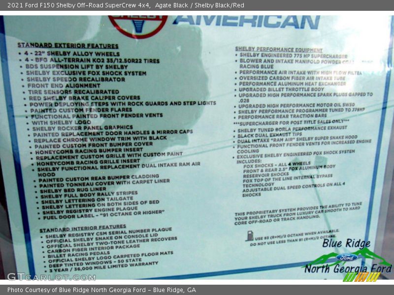  2021 F150 Shelby Off-Road SuperCrew 4x4 Window Sticker