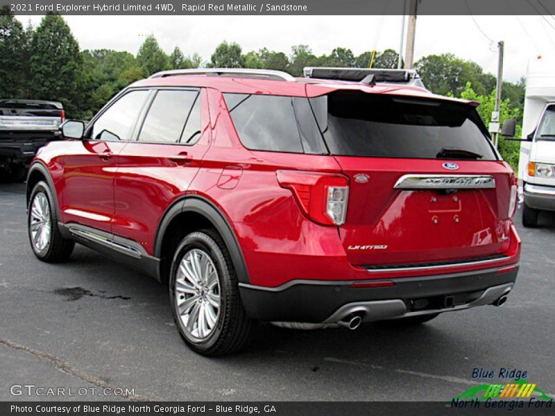 Rapid Red Metallic / Sandstone 2021 Ford Explorer Hybrid Limited 4WD