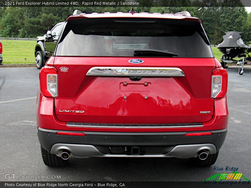 Rapid Red Metallic / Sandstone 2021 Ford Explorer Hybrid Limited 4WD