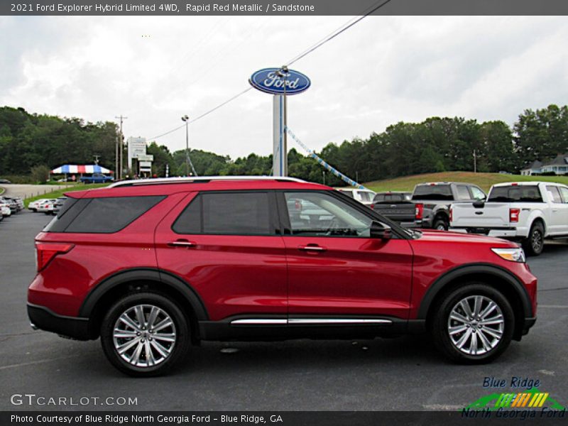 Rapid Red Metallic / Sandstone 2021 Ford Explorer Hybrid Limited 4WD