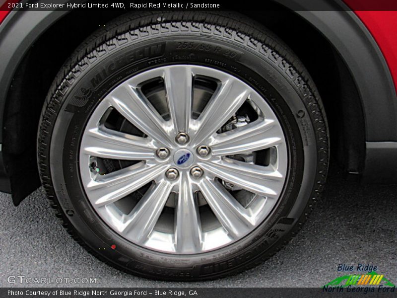 Rapid Red Metallic / Sandstone 2021 Ford Explorer Hybrid Limited 4WD