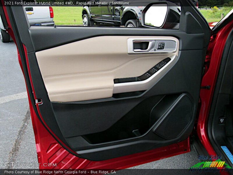 Rapid Red Metallic / Sandstone 2021 Ford Explorer Hybrid Limited 4WD