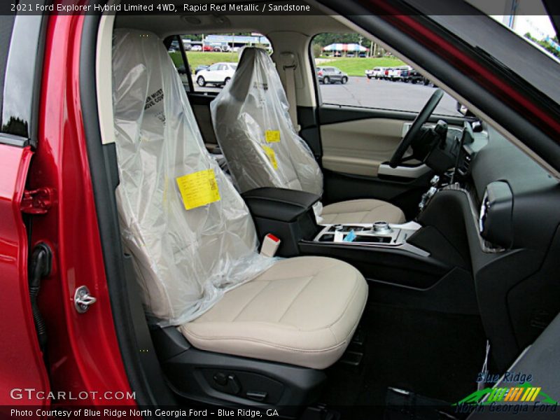 Rapid Red Metallic / Sandstone 2021 Ford Explorer Hybrid Limited 4WD