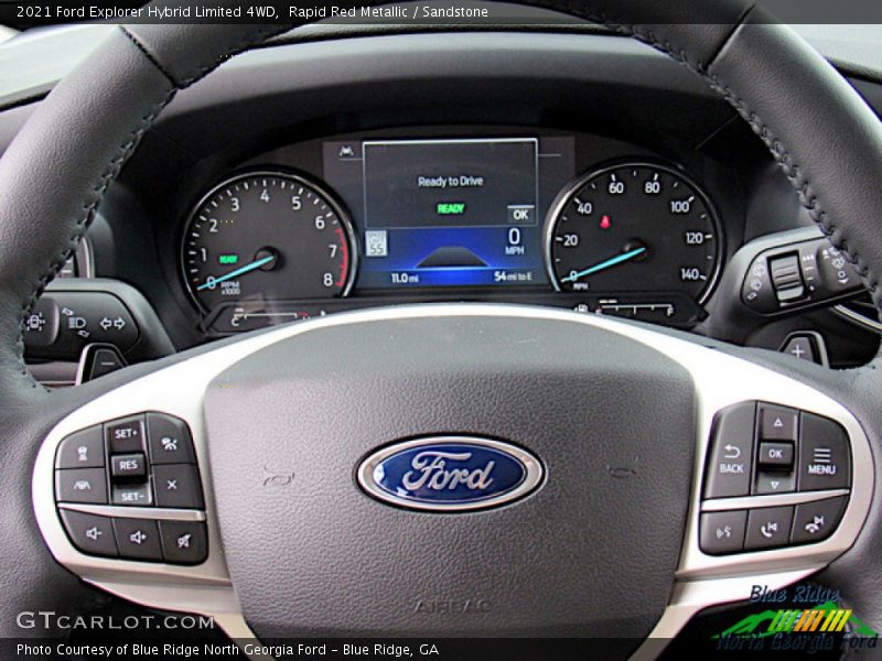 Rapid Red Metallic / Sandstone 2021 Ford Explorer Hybrid Limited 4WD