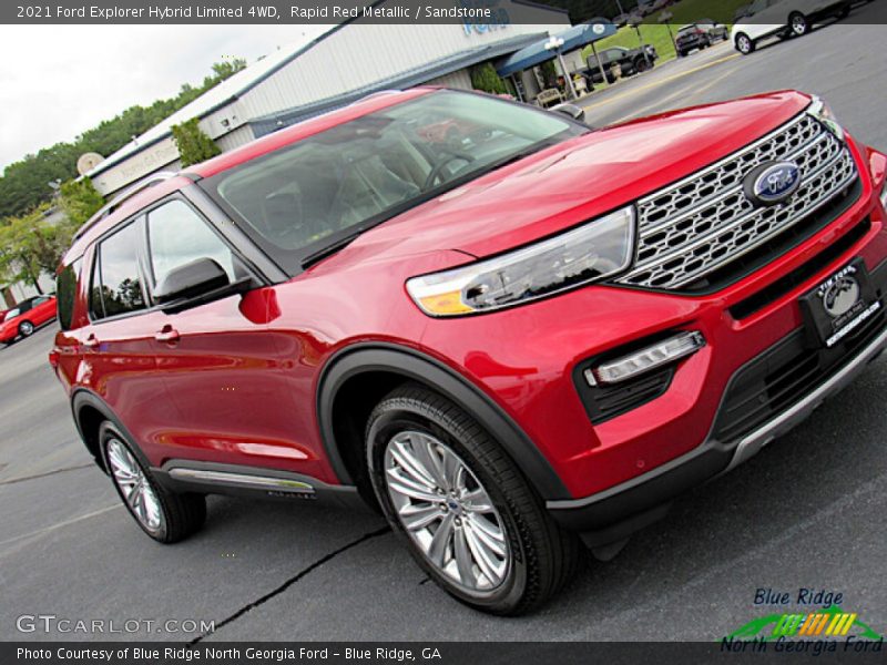 Rapid Red Metallic / Sandstone 2021 Ford Explorer Hybrid Limited 4WD