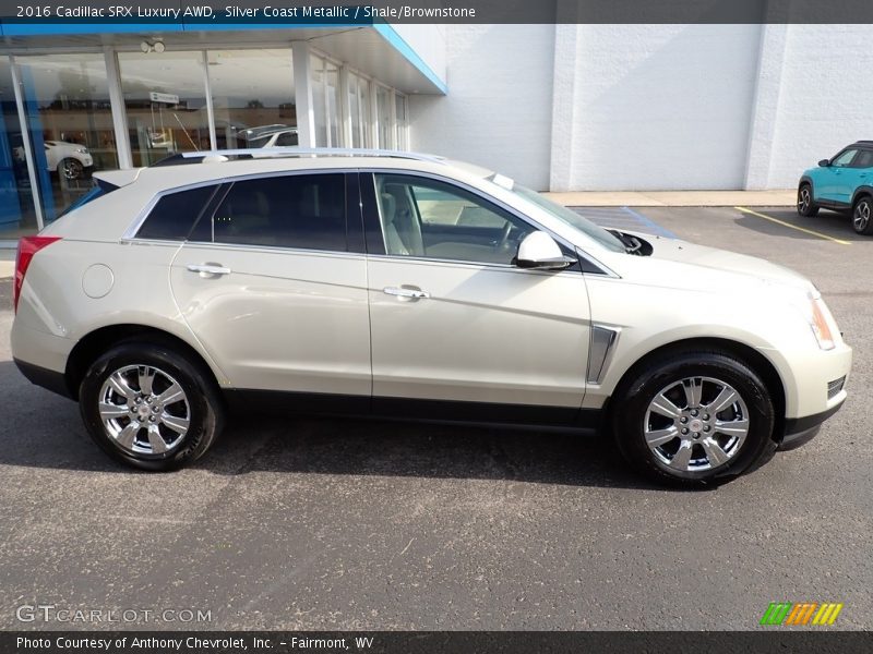 Silver Coast Metallic / Shale/Brownstone 2016 Cadillac SRX Luxury AWD