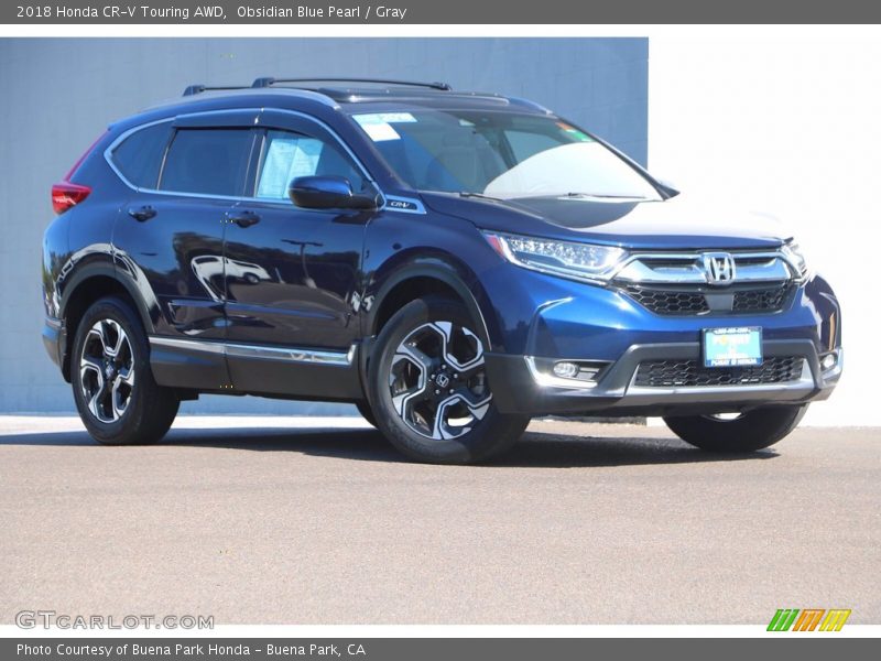 Obsidian Blue Pearl / Gray 2018 Honda CR-V Touring AWD