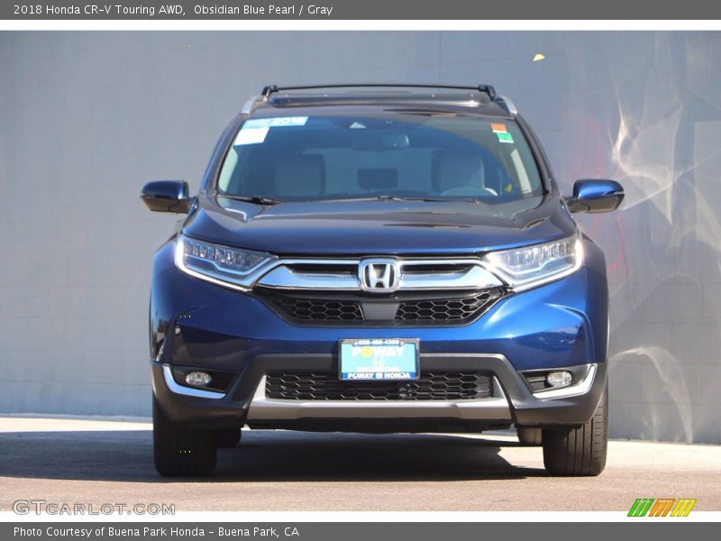 Obsidian Blue Pearl / Gray 2018 Honda CR-V Touring AWD