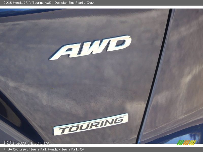 Obsidian Blue Pearl / Gray 2018 Honda CR-V Touring AWD