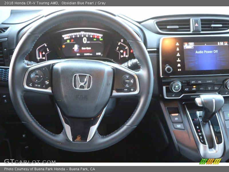 Obsidian Blue Pearl / Gray 2018 Honda CR-V Touring AWD