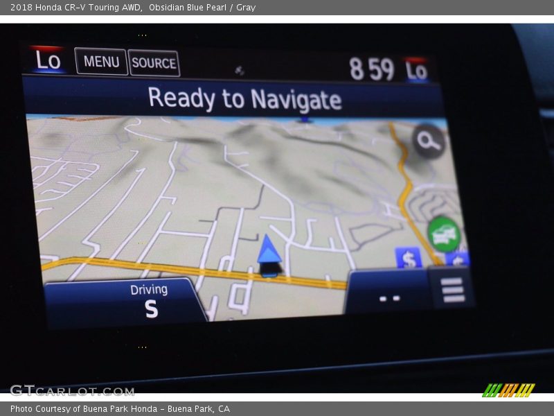 Obsidian Blue Pearl / Gray 2018 Honda CR-V Touring AWD