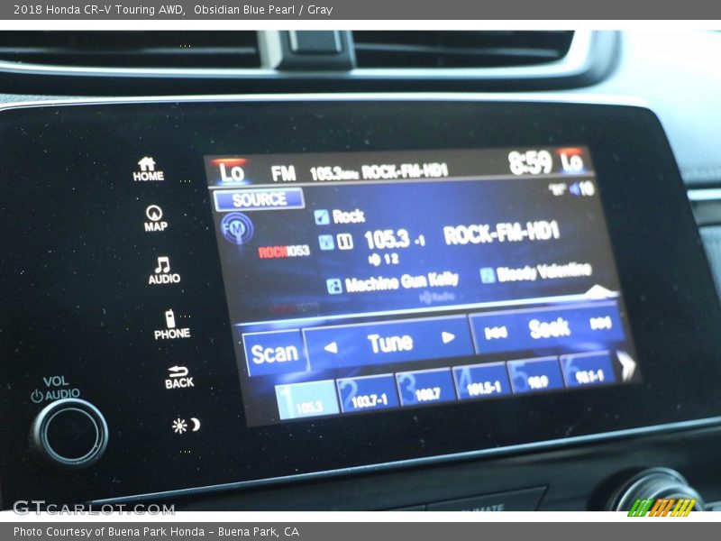 Obsidian Blue Pearl / Gray 2018 Honda CR-V Touring AWD