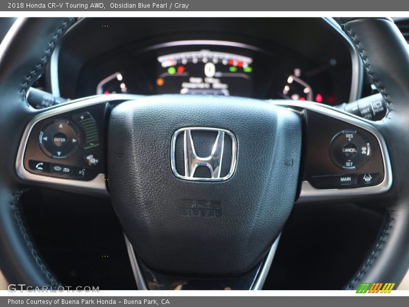 Obsidian Blue Pearl / Gray 2018 Honda CR-V Touring AWD