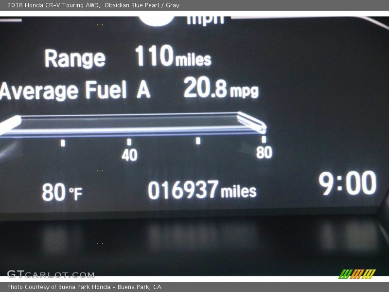Obsidian Blue Pearl / Gray 2018 Honda CR-V Touring AWD