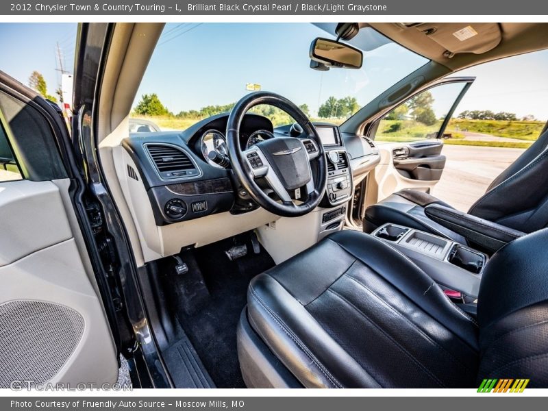 Brilliant Black Crystal Pearl / Black/Light Graystone 2012 Chrysler Town & Country Touring - L